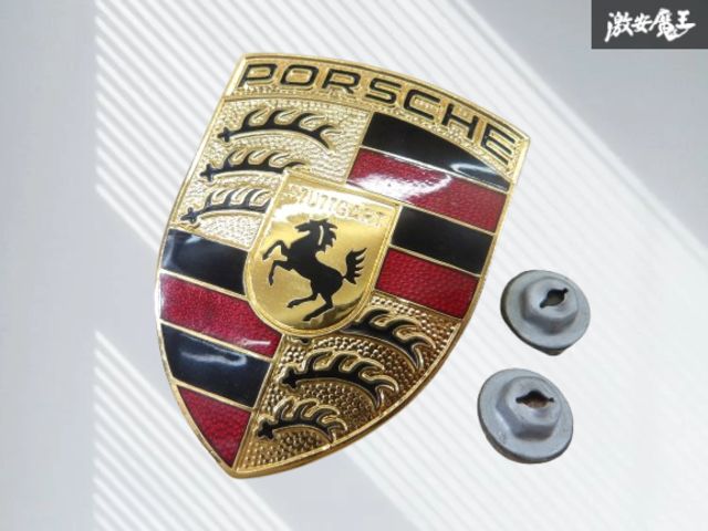 【希少・未使用品!!】 ポルシェ 純正 911 996 986 997 カイエン フロント ボンネット エンブレム 【1個】993.559.211.00 即納 棚