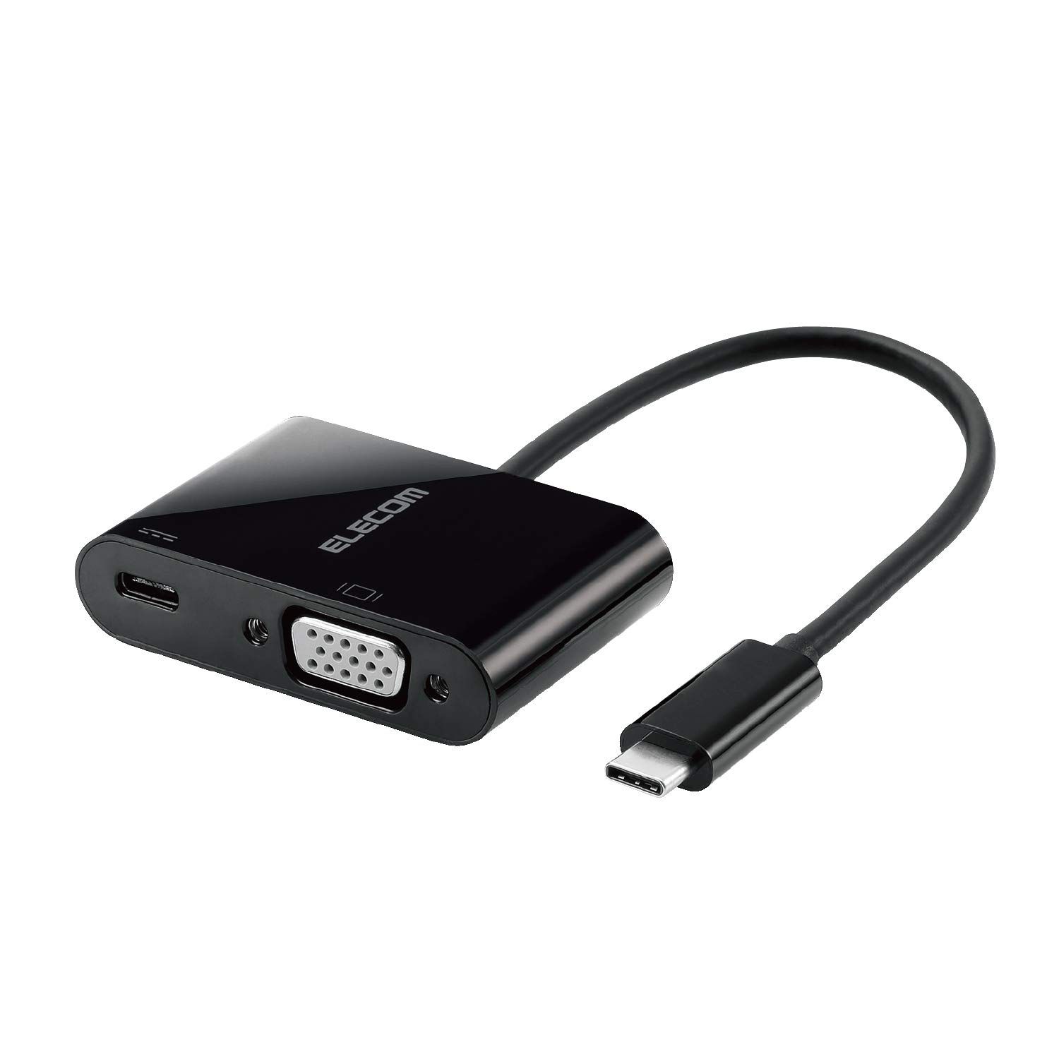 エレコム ドッキングステーション USB-C VGA 変換 TypeC-VGA ( D-sub15ピン ) &給電ポート 変換アダプタ ブラック 【iPhone 16/16 Pro/16 Pro Max/1 [4)USB-C to VGA・Cポート(給電用)]