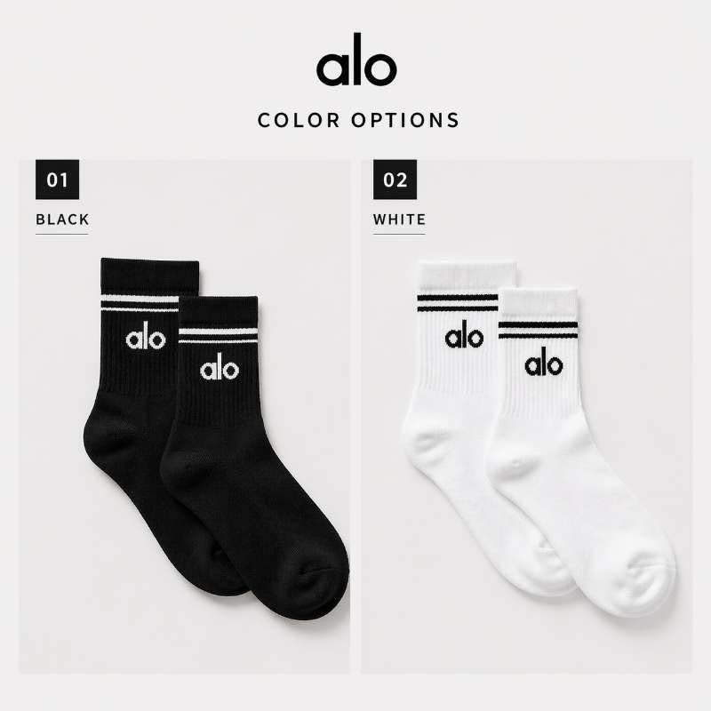Alo Yoga アロヨガ クルーソックス 厚手 ESSENTIAL CREW SOCKS ロゴ