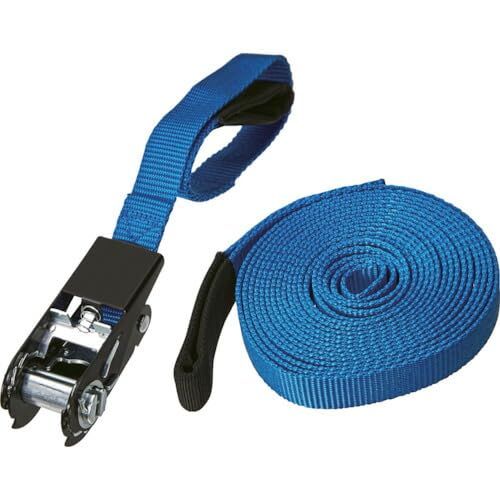 新品 ＴＲＵＳＣＯ 簡易結束ベルト ２５ｍｍＸ５ｍ アイタイプ 青（ラチェット機能あり） TSB-255I-B