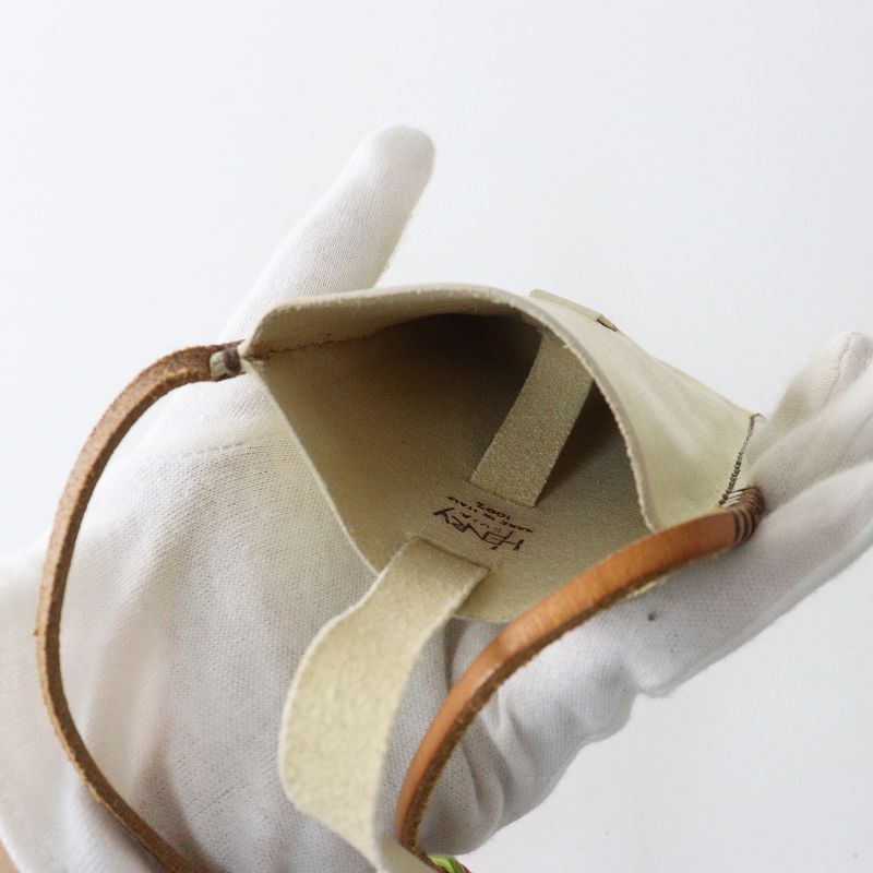 アンリークイール HENRY CUIR CANE刺繍 レザーショルダーポーチ