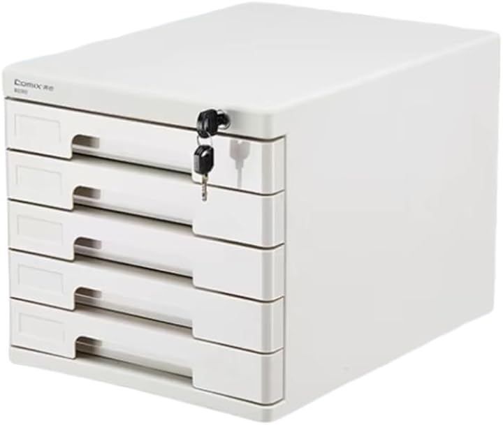 Jiza 鍵付き ミニチェスト オフィス 雑貨 卓上収納ケース 引き出し デスクトップ 装飾品 化粧品 文房具 机上収納 (グレー, 5段)