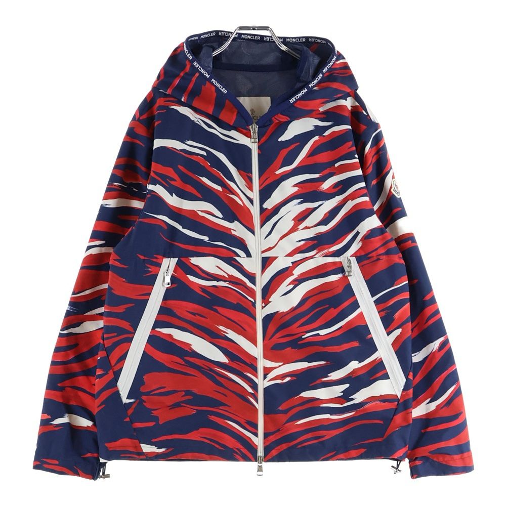 MONCLER モンクレール 21SS CHARDON シャルドン ロゴワッペン ジップアップ ナイロン フーデッド ジャケット ネイビー/レッド G10911A74900 MONCLER (モンクレール) 21SS CHARDON シャルドン ロゴワッペン ジップ