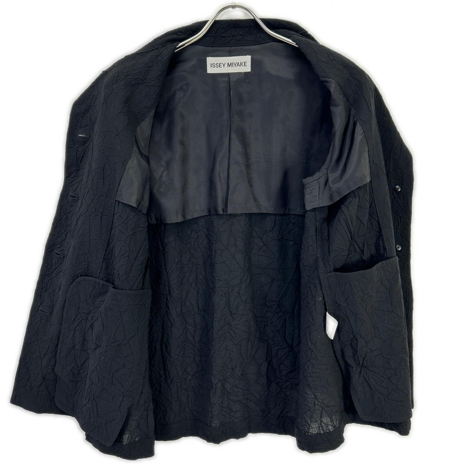 ISSEY MIYAKE しわ加工 ブラック長袖 ISSEY MIYAKE】イッセイミヤケ『シワ加工 長袖シャツ sizeM』IM43