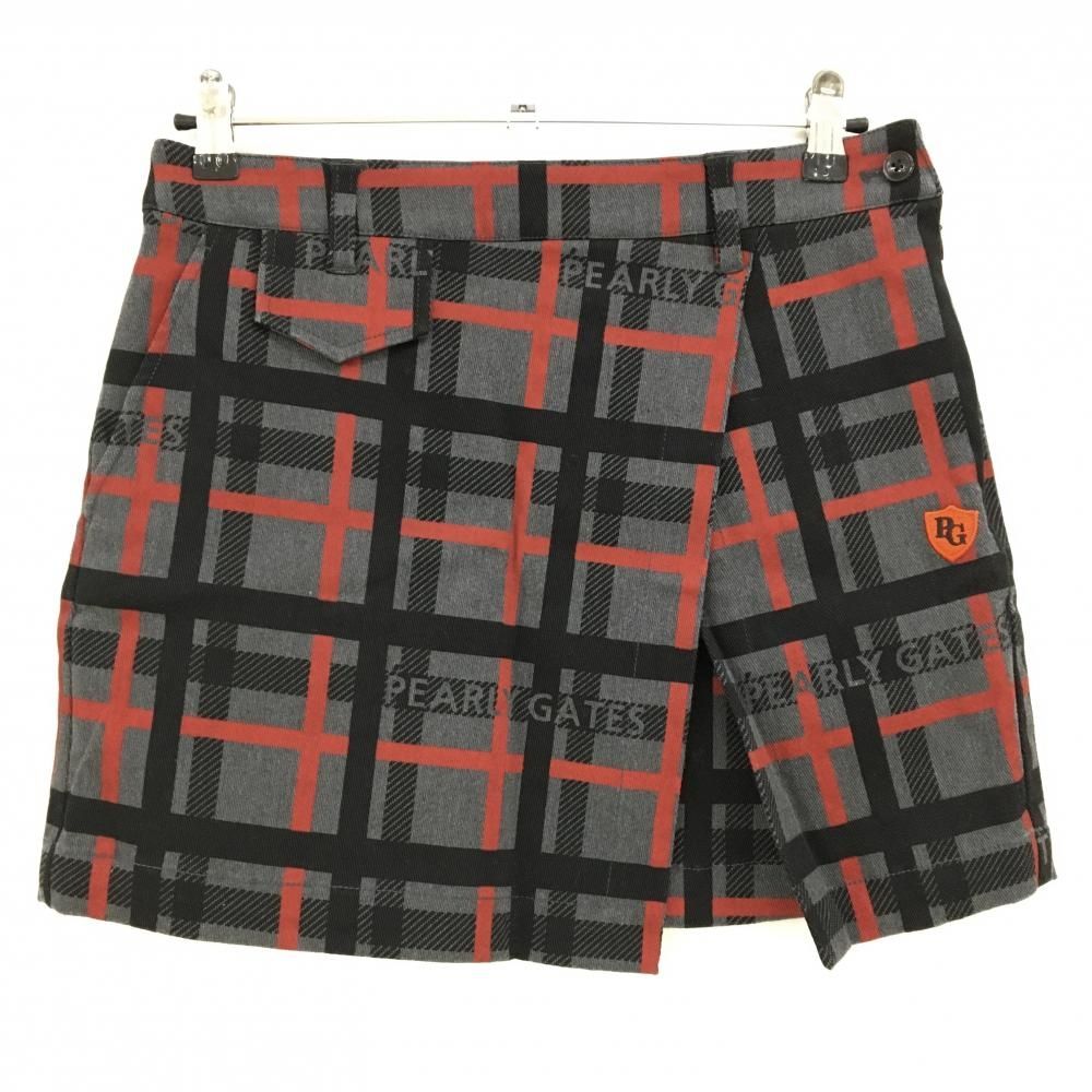 超美品】パーリーゲイツ スカート 白×黒 ドット柄 グレンチェック 裏地