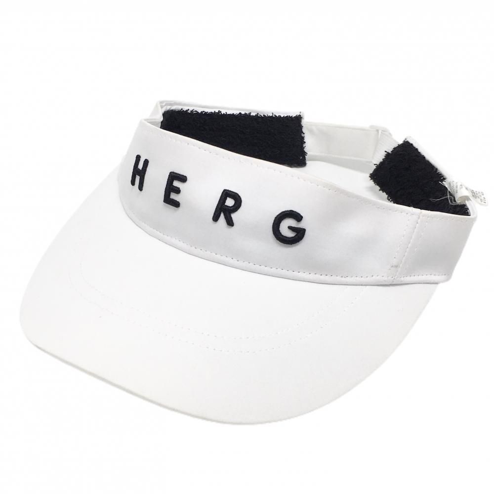 エルグワン サンバイザー 白×黒 ロゴ刺しゅう F ゴルフウェア HERG1