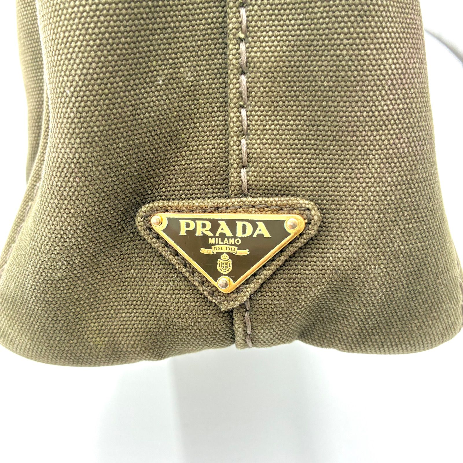 PRADA プラダ カナパ トートバッグ ハンドバッグ カーキ ロゴ 