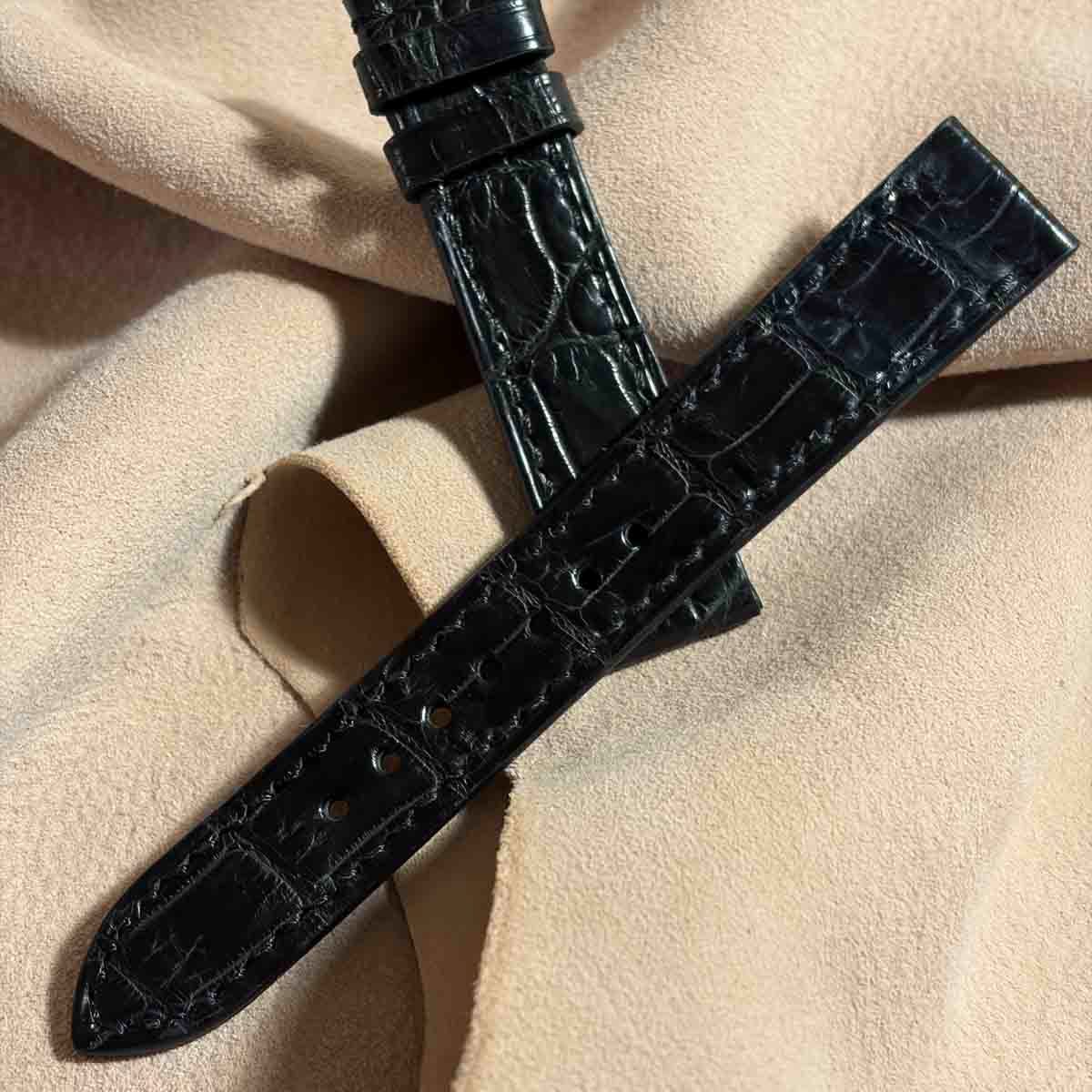 cro-2116 クロコダイル 腕時計ベルト ブラック (ラグ幅18 mm