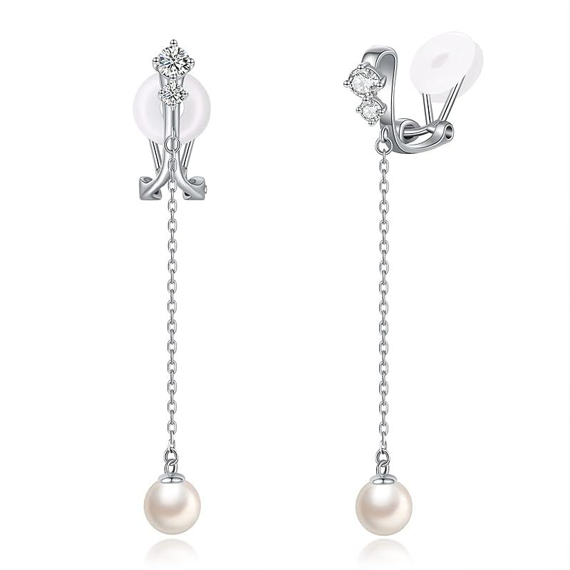【新品】 FH.bird パール イヤリング レディース 痛くない 揺れる 結婚式 花嫁 金属アレルギー対応 ノンホールピアス エレガント おしゃれ 入学式 卒業式 20代 30代 40代 母の日 プレゼント 母の日 ギフト 入学式 卒業式 女性 ジュエリ 0