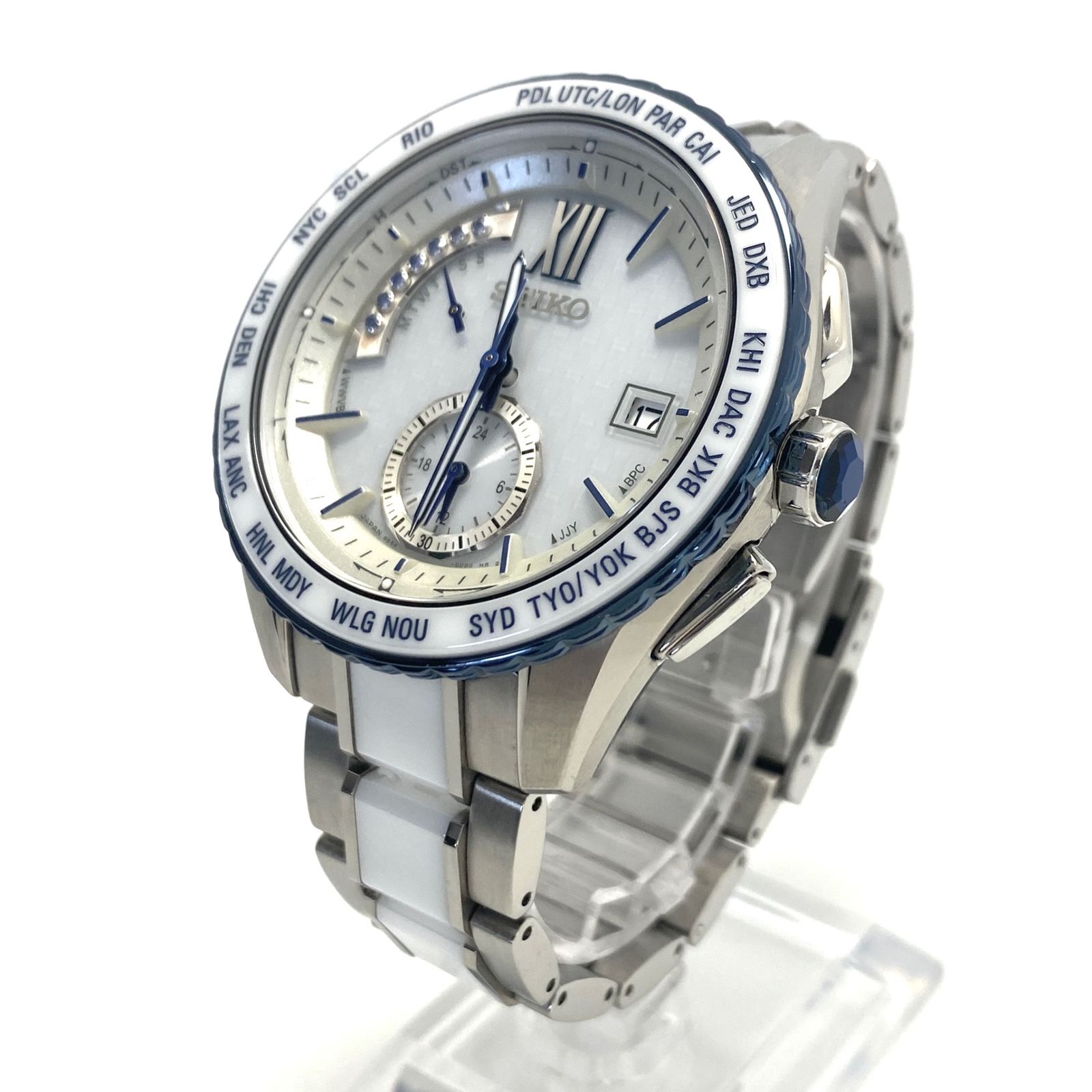 SEIKO(セイコー) 腕時計 BRIGHTZ(ブライツ) 8B54-0BE0 メンズ 7Pブルーサファイア/300本限定/モーションブルー ヨコハマコラボ/電波 白 希少】腕時計 メンズ セイコー SEIKO ブライツ モーション・ブルー