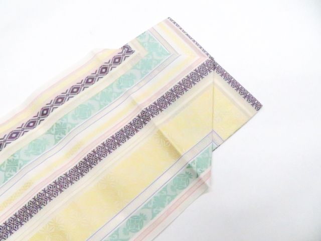 京松】八寸名古屋帯 本場筑前博多織 全通 夏物 夏 未使用品 反端付き