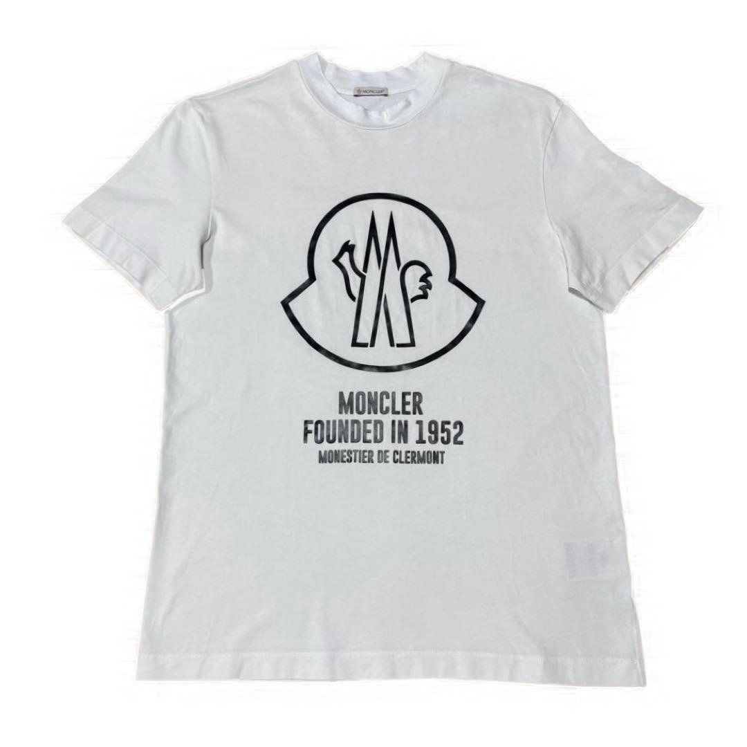 s*y様 MONCLERモンクレール Tシャツ ラバーワッペン センターロゴ S MONCLER（モンクレール） 20年製 白 ラバーロゴワッペン プリント T