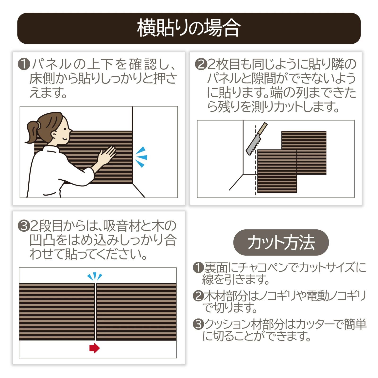 #2716 吸音 パネル ボード ブラウン Walnut.JK 吸音材 壁 80×30cm 6枚入 木製 DIY 騒音対策 インテリア 施工面積 1.44平方メートル ※一部地域離島別途配送料有