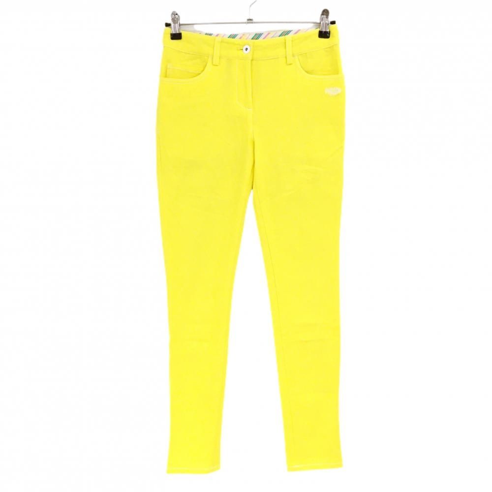 [Good Condition] Callaway Pants, Yellow, Plain, ALOHA Embroidery, Stretch, Women's S, Golf Wear, Callaway