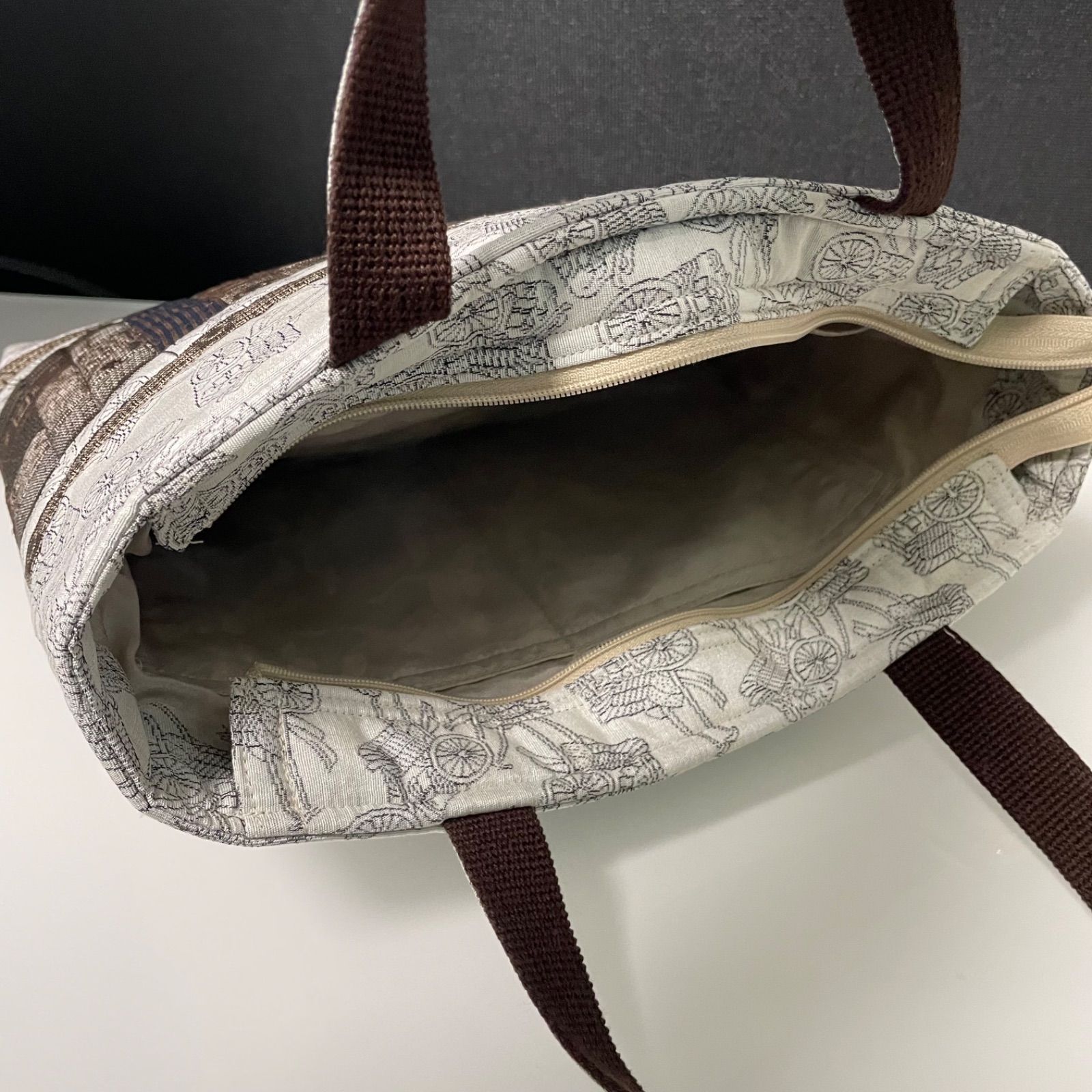 ハンドメイド 着物リメイク パッチワーク トートバッグ 28 大島紬