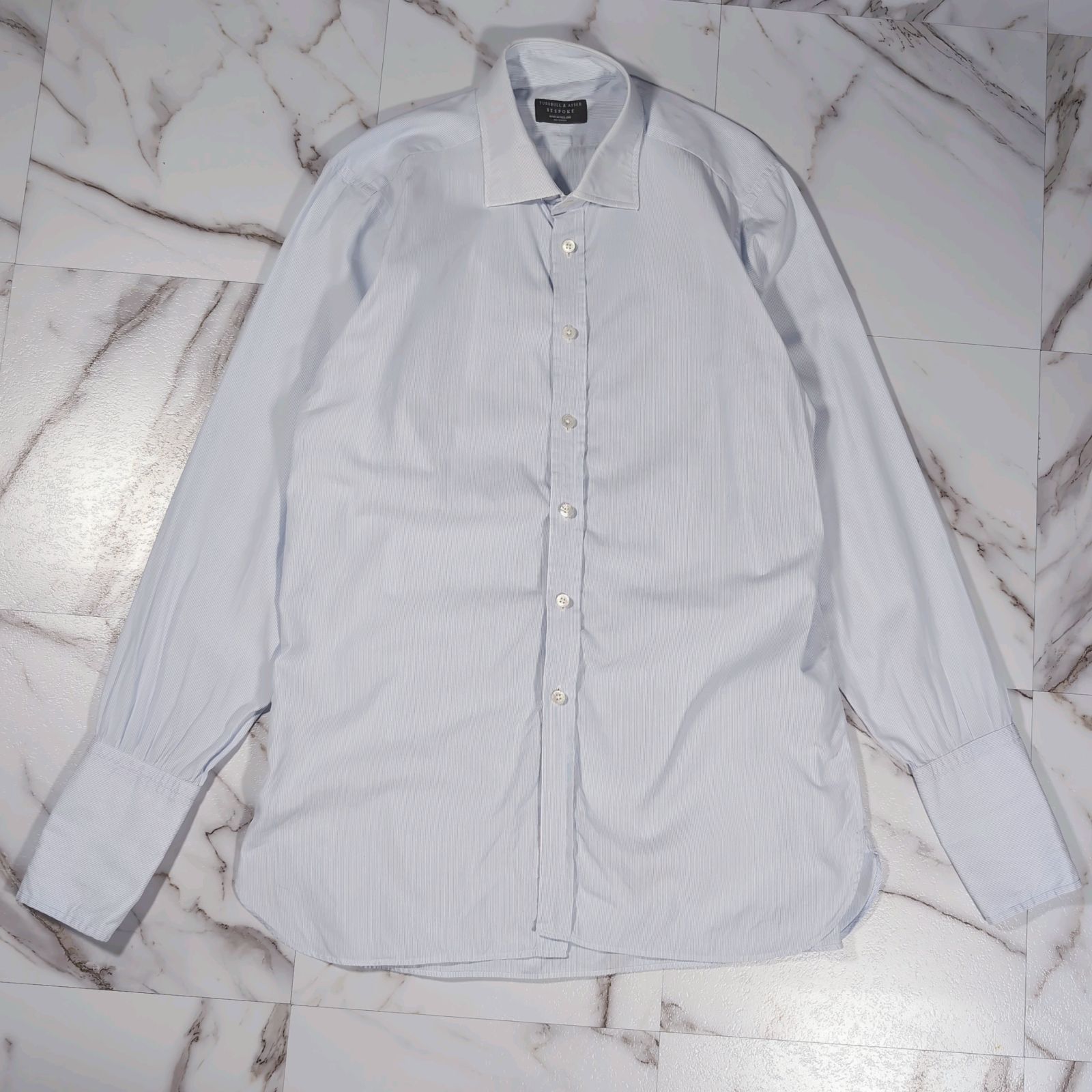 TURNBULL & ASSER BESPOKE ダブルカフス イングランド製 L/Sシャツ 