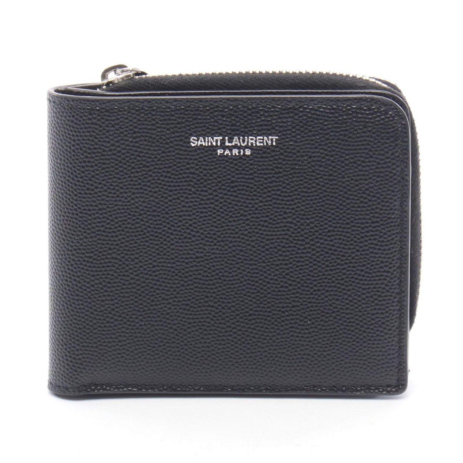 サンローランパリ SAINT LAURENT PARIS 二つ折り財布 556268BTY7N1000 ブラック レザー イースト/ウェスト ジップウォレット メンズ Used A
