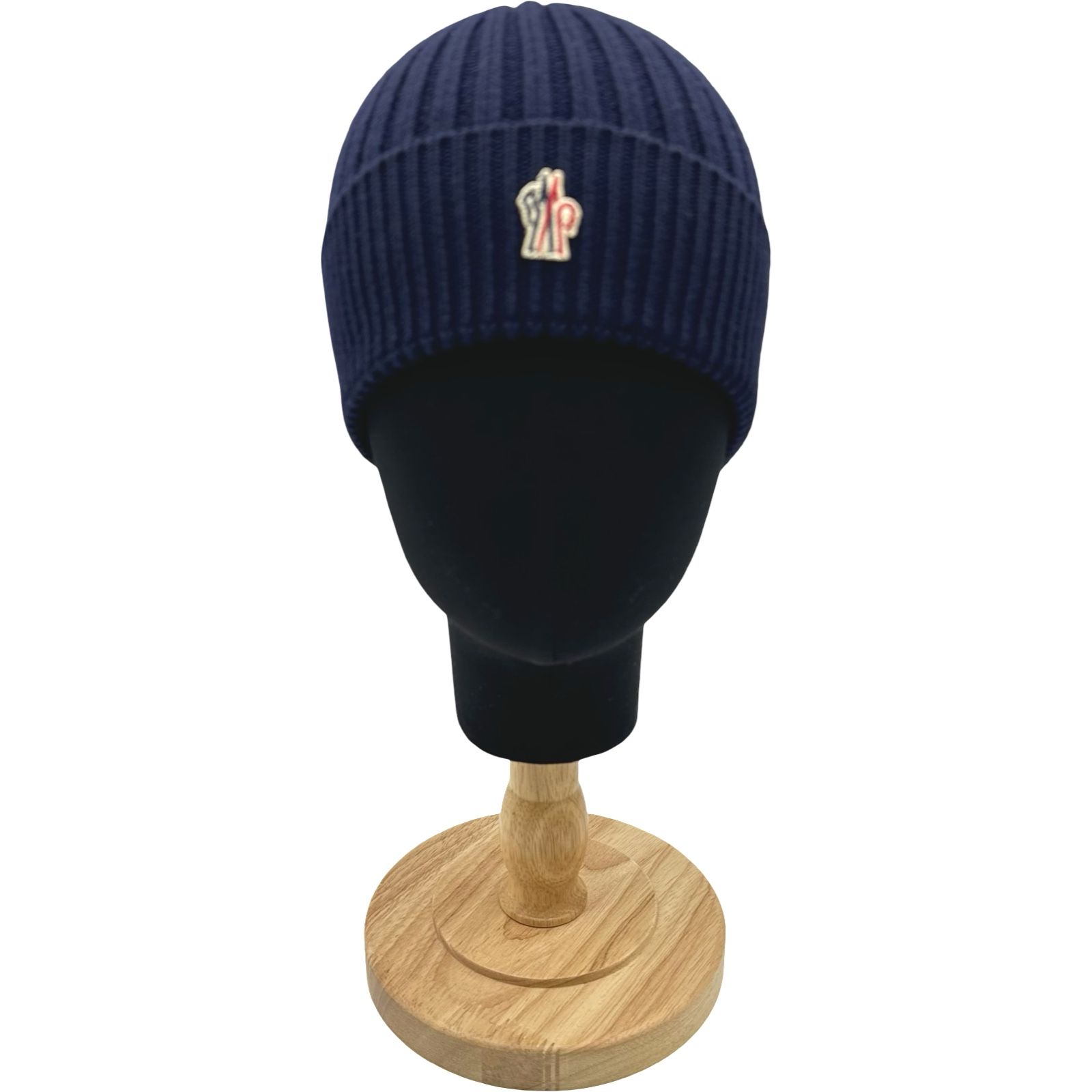 モンクレール MONCLER ロゴ刺繍ニットキャップ ネイビー ウール ユニ