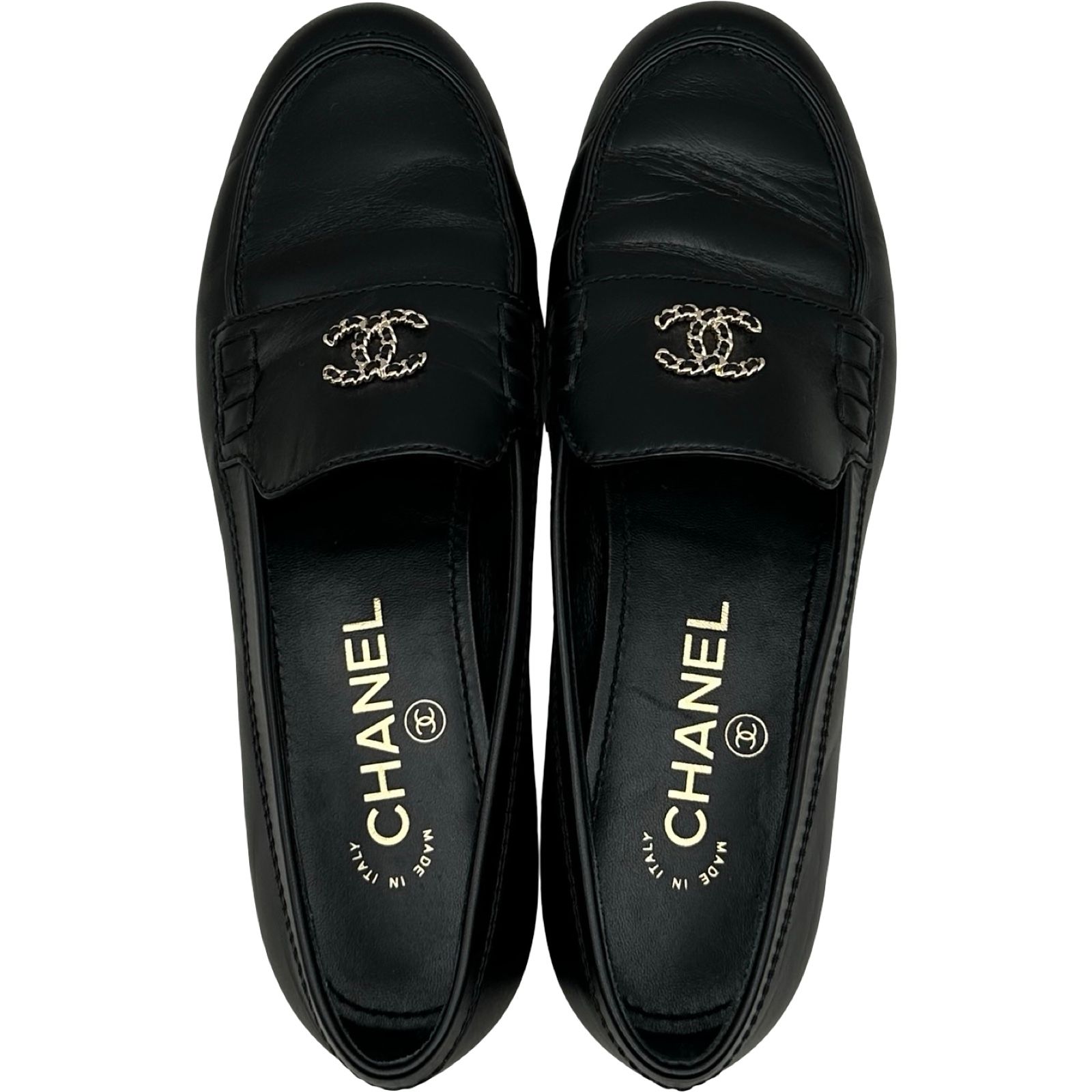 シャネル CHANEL ココマークチェーンローファー G35067 ブラック