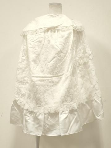 平和屋着物[]お宮参りケープ　女の子　ベビードレス　ベビーセレモニー　洋装　レース　花　白色　DABC5495ma