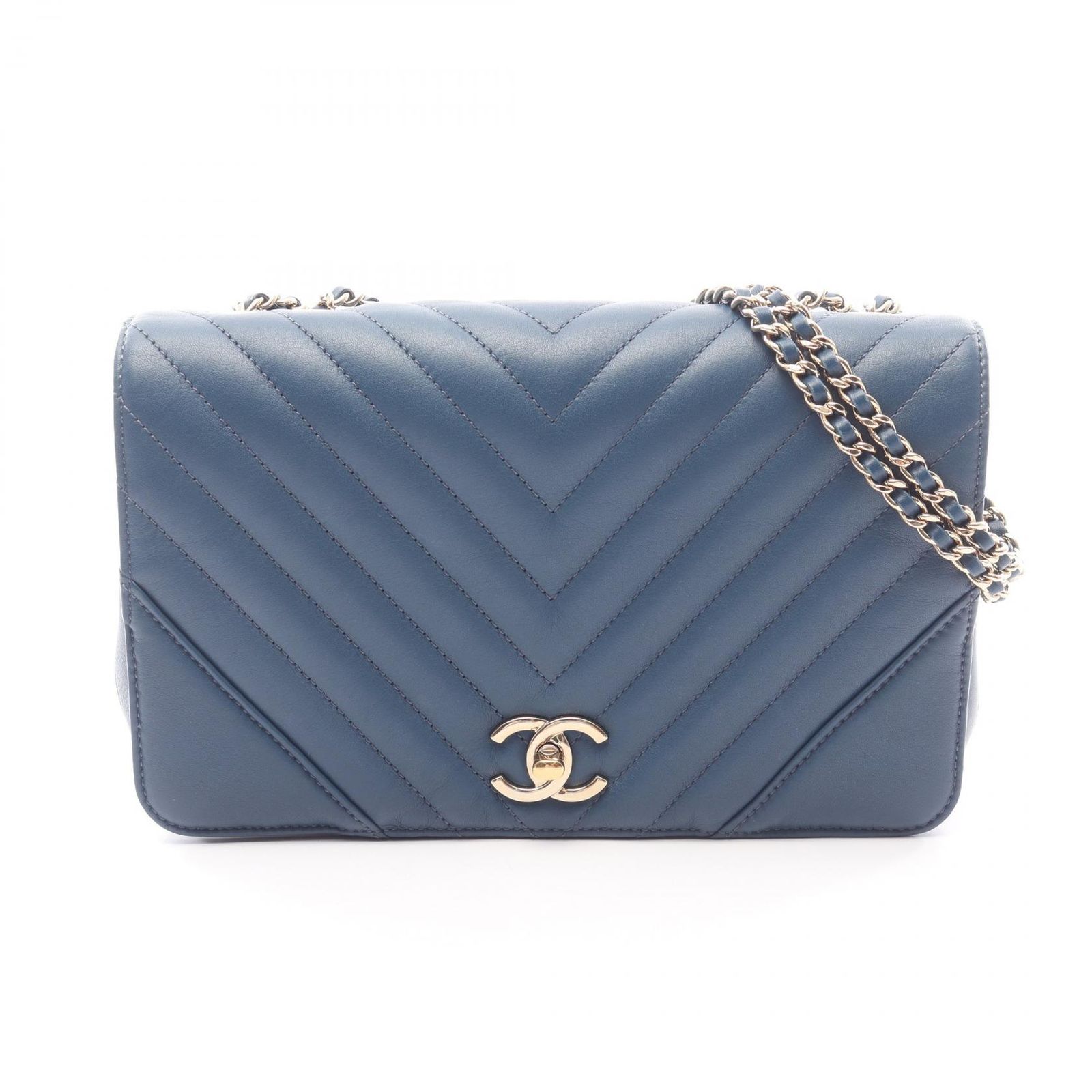 シャネル CHANEL ショルダーバッグ Vステッチ シェブロン フルフラップ