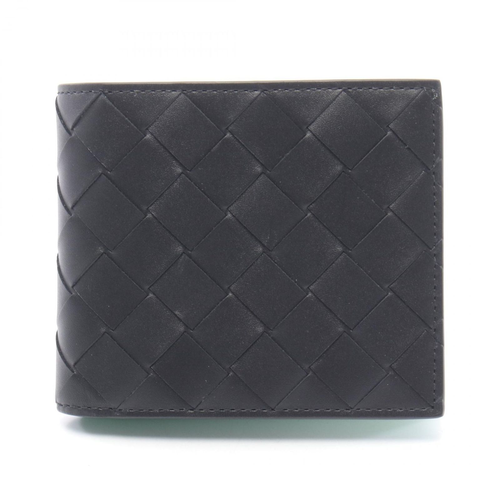 ボッテガヴェネタ BOTTEGA VENETA 二つ折り財布 イントレチャート ブラック レザー イントレチャート 二つ折り財布 メンズ Used A