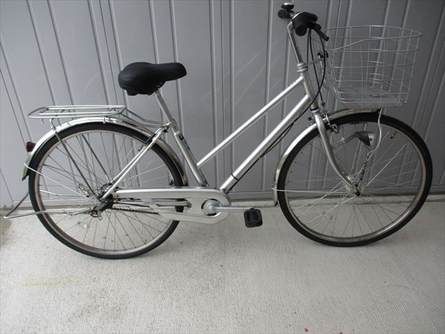 F55★整備済み★完成車発送★中古シティ自転車【　　シルバー　3段　LEDオートライト 】