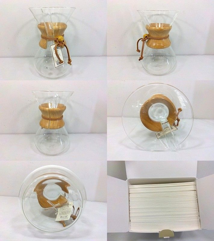 26g-416k【中古】CHEMEX ケメックス　コーヒーメーカー　ガラス　6カップ　CM-6A　6カップ用コーヒーフィルター　FS-100　セット 26g-416k【中古】CHEMEX ケメックス コーヒーメーカー ガラス 6カップ