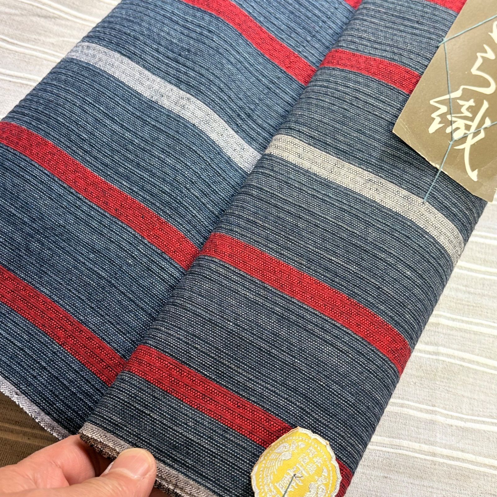 阿波しじら織・反物】阿波正藍染・無形文化財・綿100％・青紺に薄