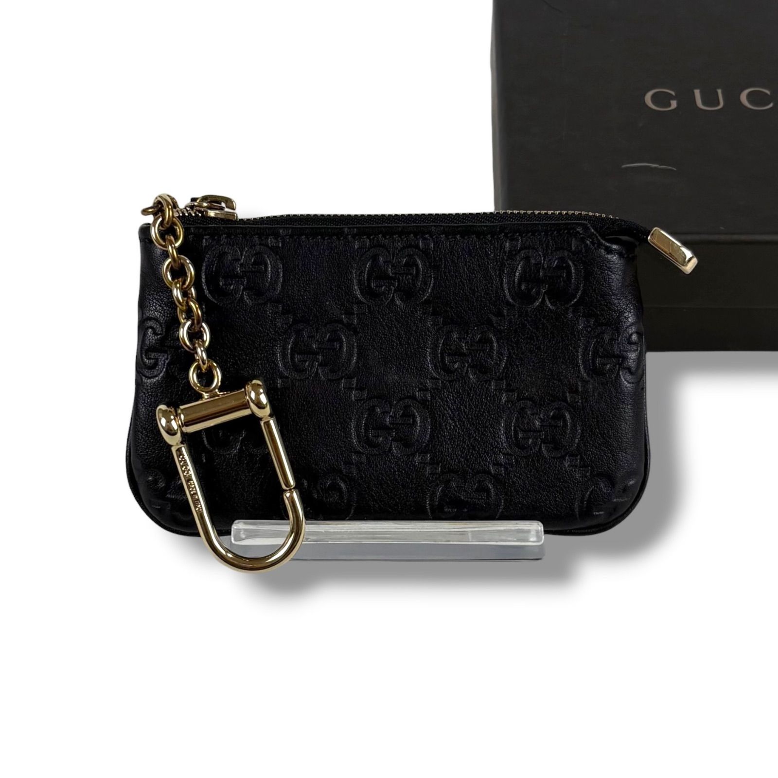 GUCCI マイクログッチシマ キーリング付きケース 型番：233183 GUCCI グッチ マイクログッチシマ キーリング付き コインケース 小銭