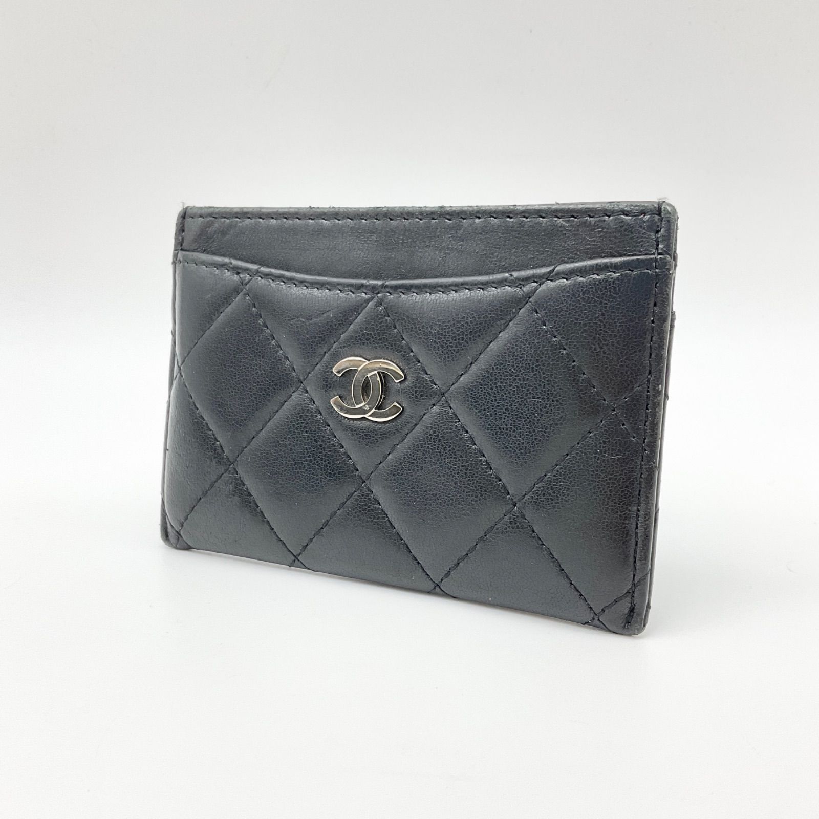 ●CHANEL シャネル クラシックカードケース マトラッセ ココマーク ブラック シルバー金具 ラムスキン レザー 2014年製【中古】 Bランク　3_97