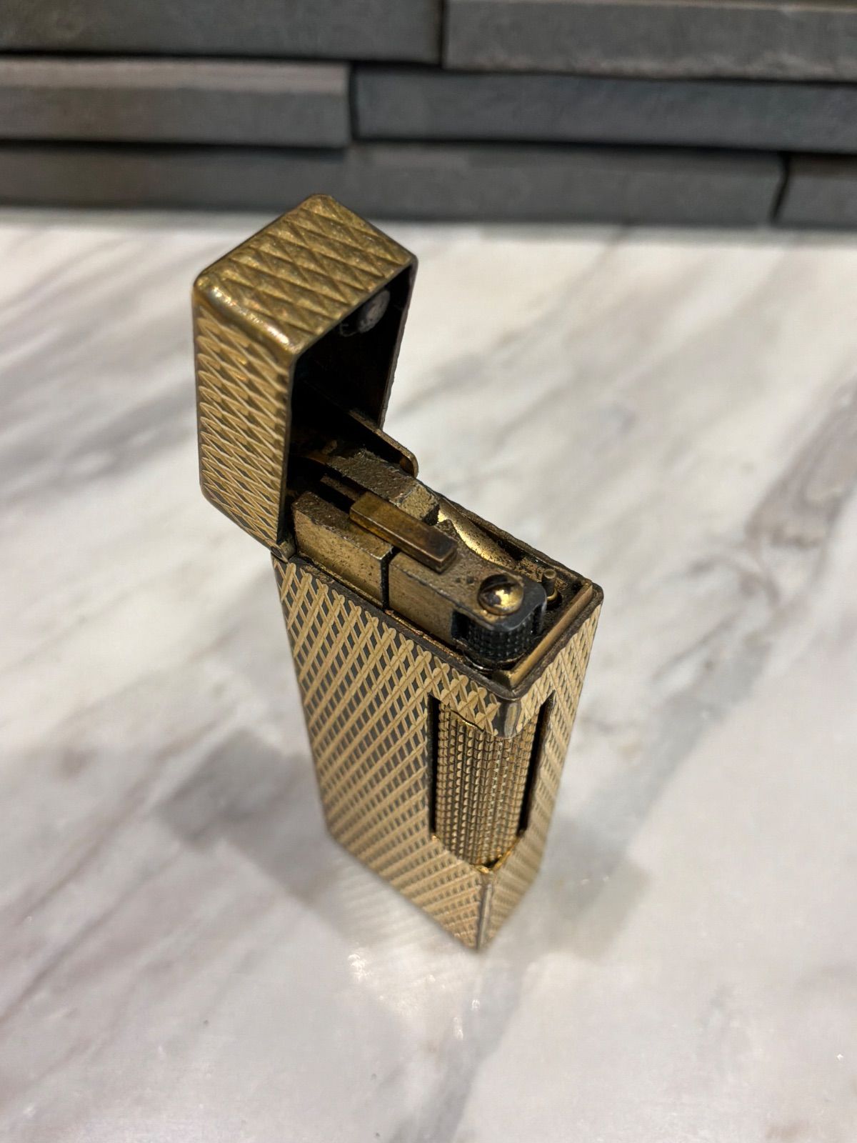 dunhill ダンヒル ローラー式 ガスライター ゴールド バーレイ模様