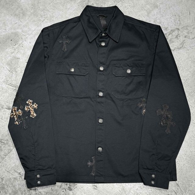 CHROME HEARTS Y NOT WORK DOG CROSS PATCH L/S SHIRT SIZE-L クロム