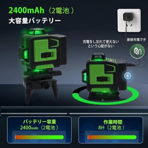 レーザー墨出し器、墨出しレーザー、4Dグリーンレーザー墨出し器、4x360°、A 4Dグリーンレーザー墨出し器 16ライン 4x360° 16X-A