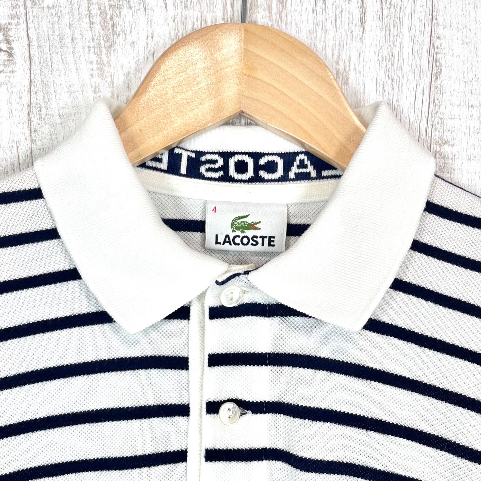 LACOSTE ラコステ ポロシャツ ホワイト S ワニ ロゴ 総柄 コットン LACOSTE（ラコステ） ポロシャツ レギュラーフィット オーバーサイズ