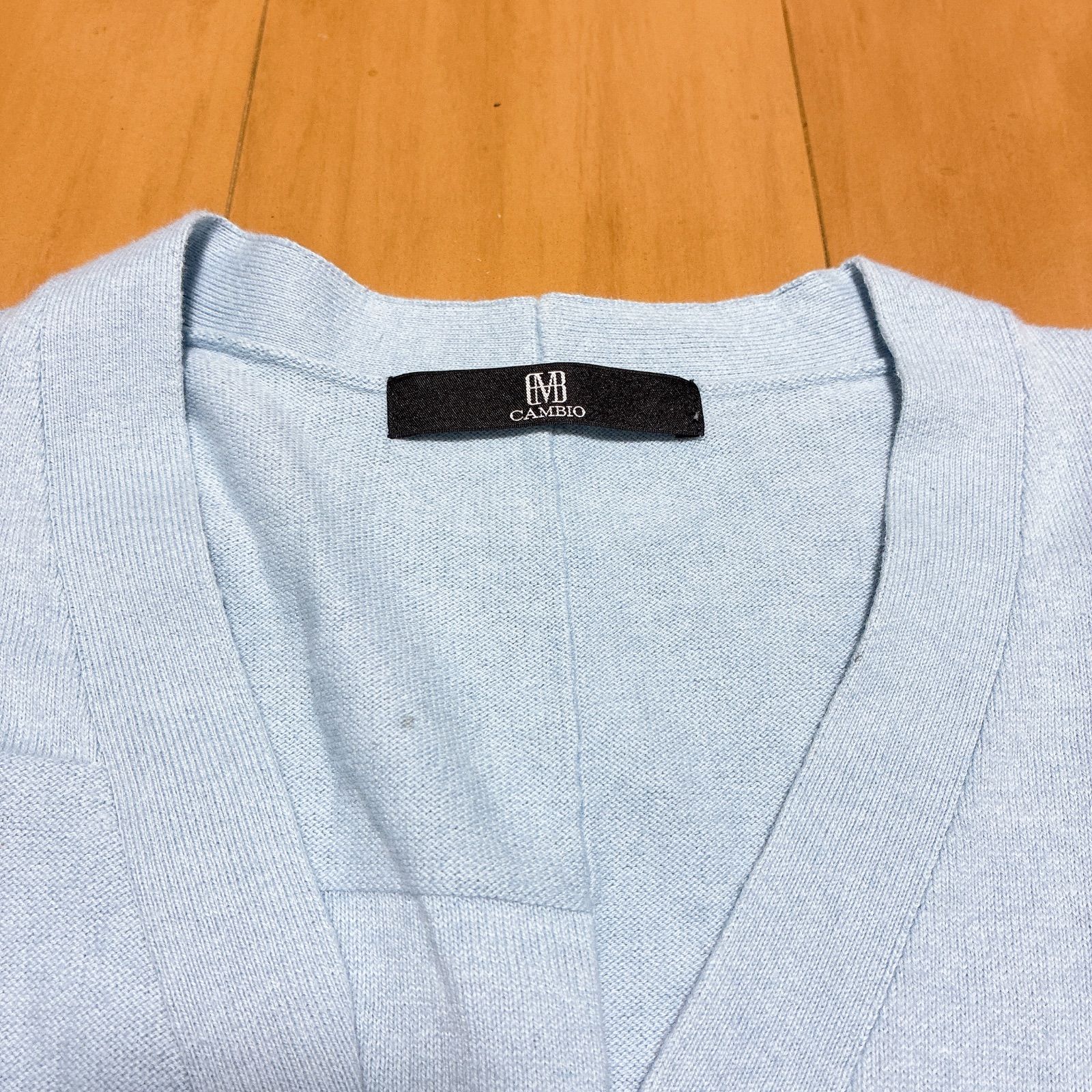 CAMBIO カンビオ カシミヤ混 アシンメトリーパッチワークカーディガン 