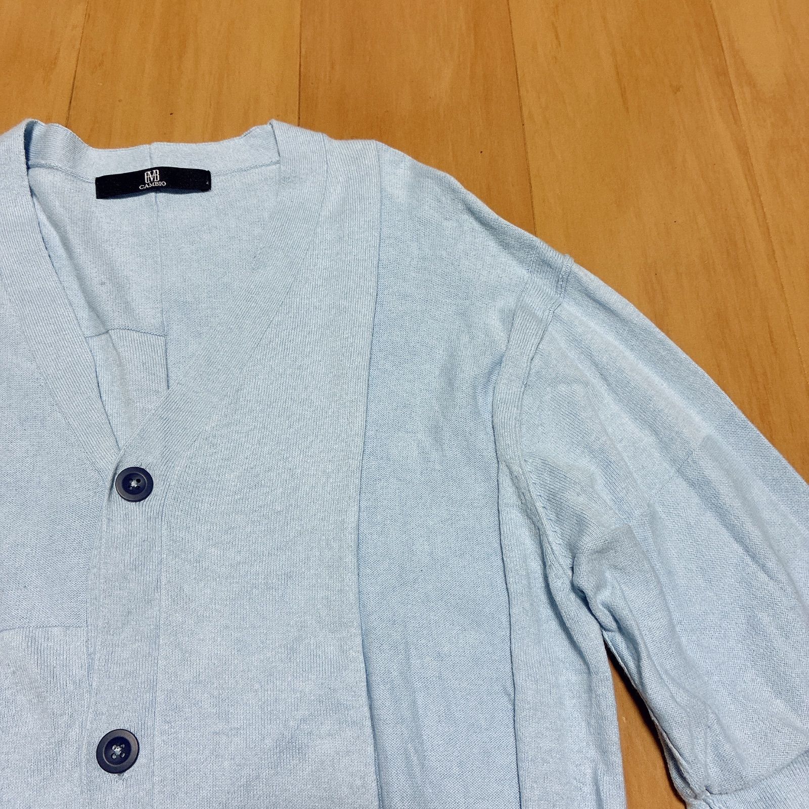 CAMBIO カンビオ カシミヤ混 アシンメトリーパッチワークカーディガン 