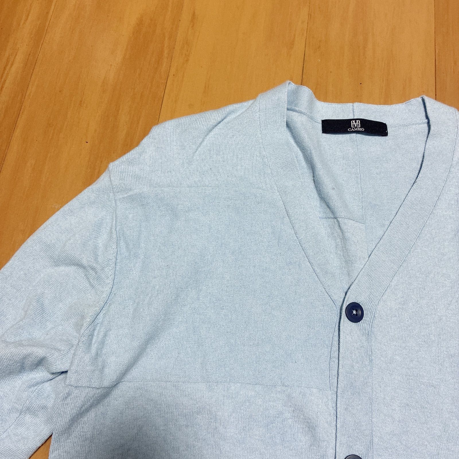 CAMBIO カンビオ カシミヤ混 アシンメトリーパッチワークカーディガン 