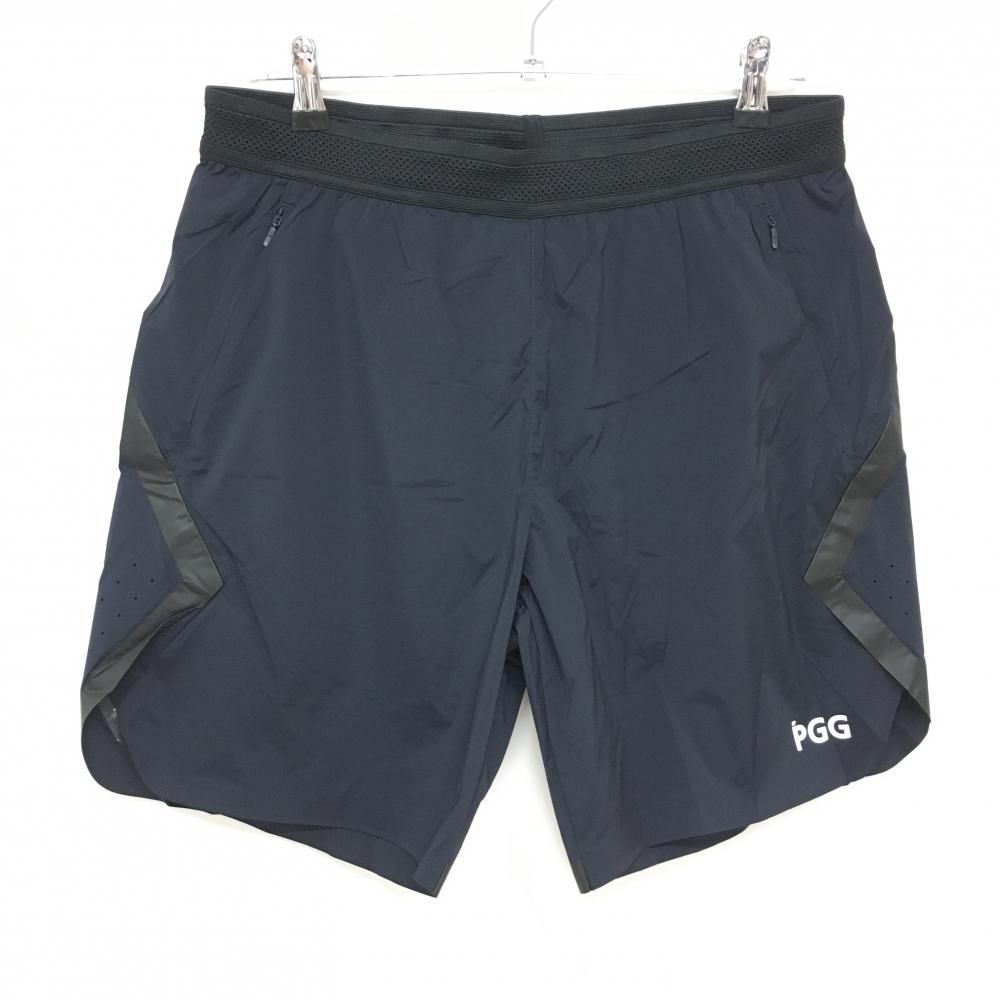 超美品】PGGパーリーゲイツ ハーフパンツ ネイビー×白 ロゴプリント