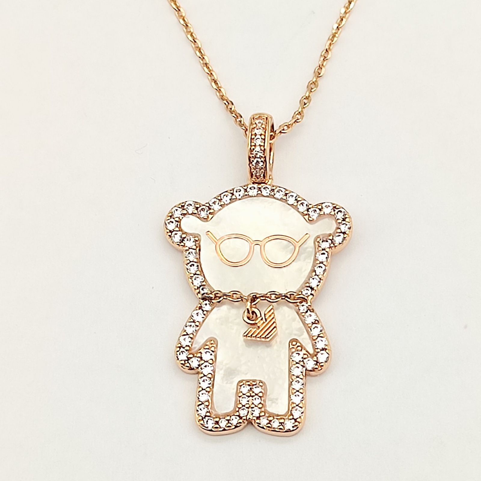 美品】EMPORIO ARMANI エンポリオ アルマーニ ベアネックレス ローズ 