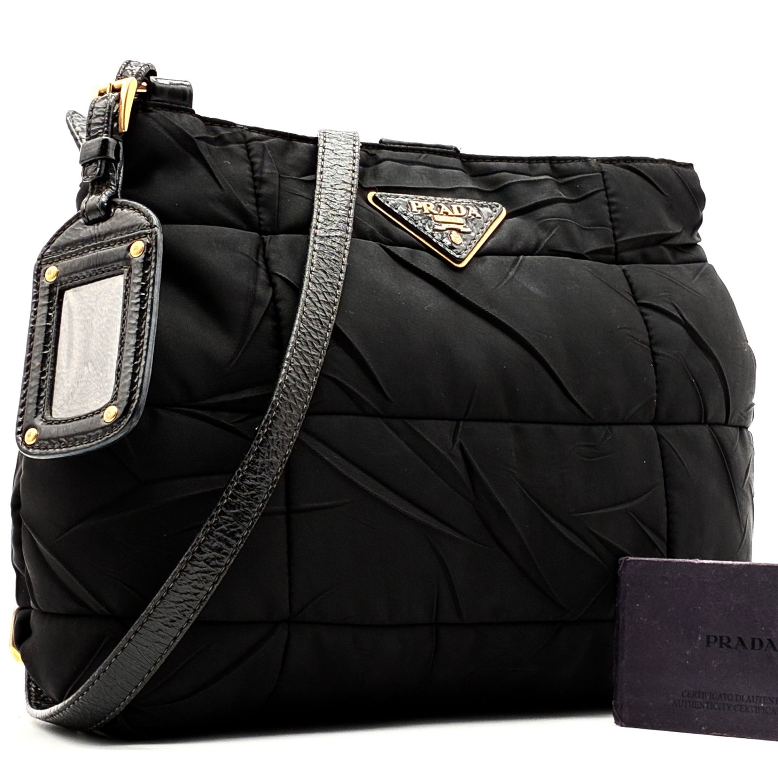 美品 PRADA プラダ テスート キルティング ショルダーバッグ ナイロン 