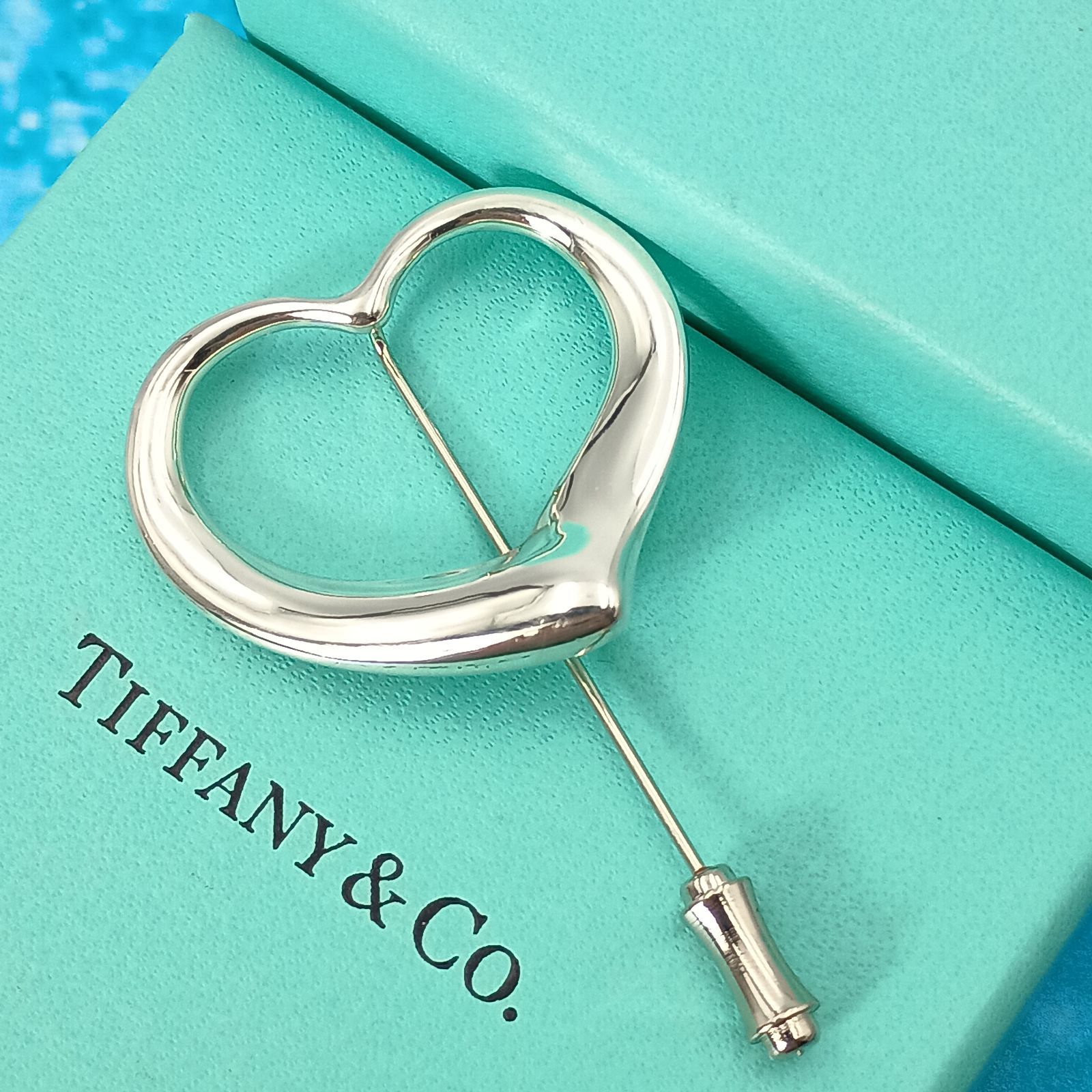 TIFFANY&Co. ティファニー オープンハート ピンブローチ レディース