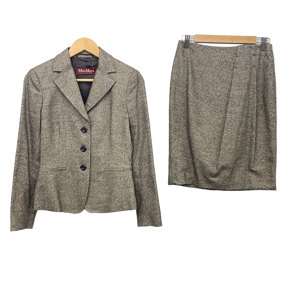 Max Mara STUDIO(マックスマーラスタジオ) スカートスーツ レディース - ダークブラウン×アイボリー
