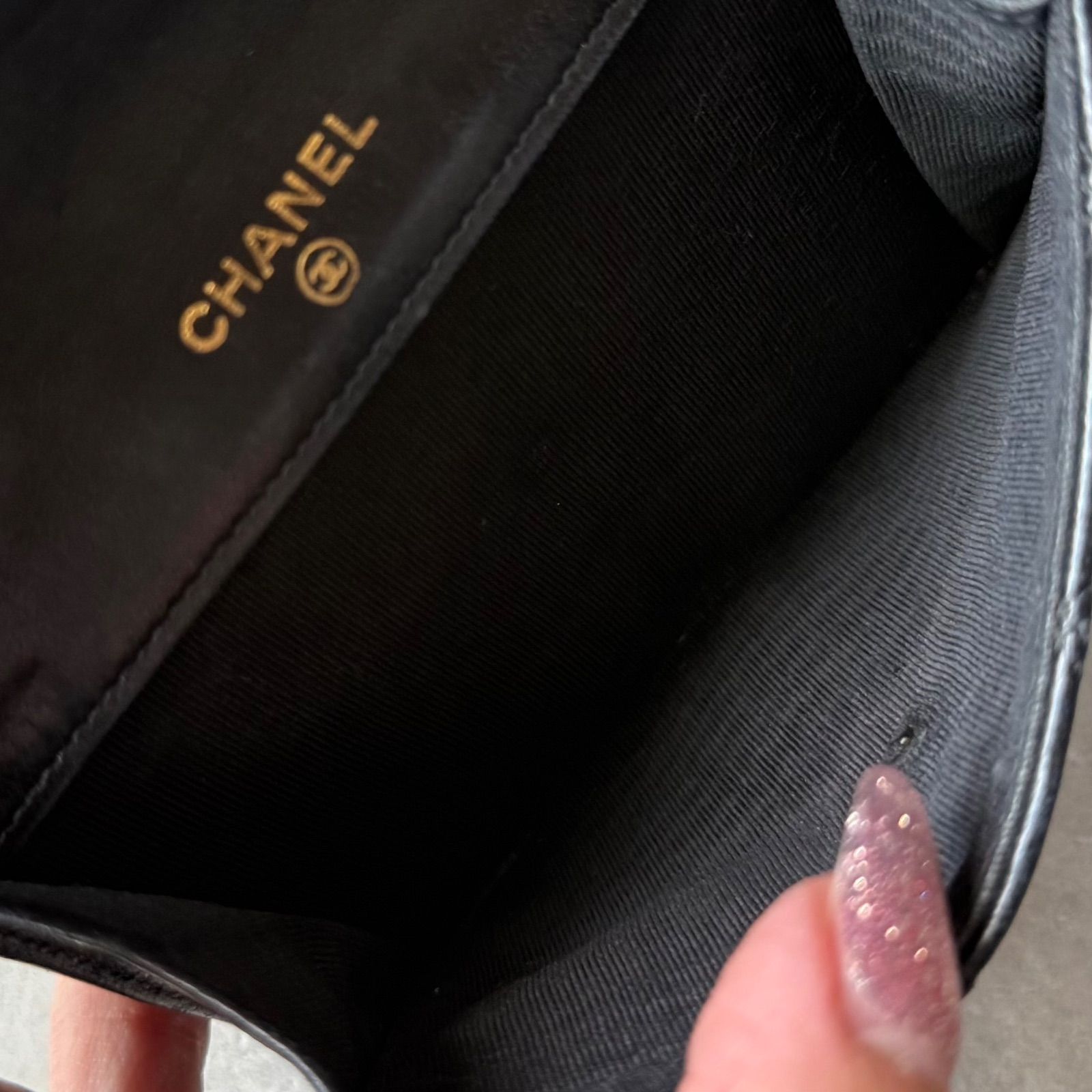 CHANEL シャネル ビコローレ 二つ折り財布 レザー Wホック ブラック 黒