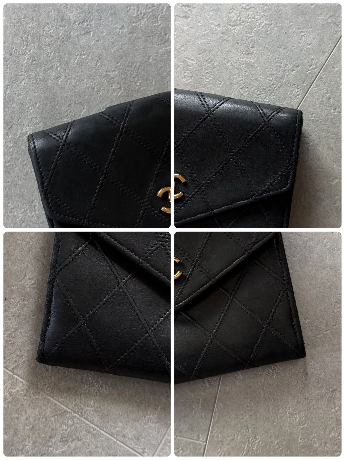 CHANEL シャネル ビコローレ 二つ折り財布 レザー Wホック ブラック 黒 CHANEL シャネル ビコローレ 二つ折り財布 レザー Wホック ブラック 黒
