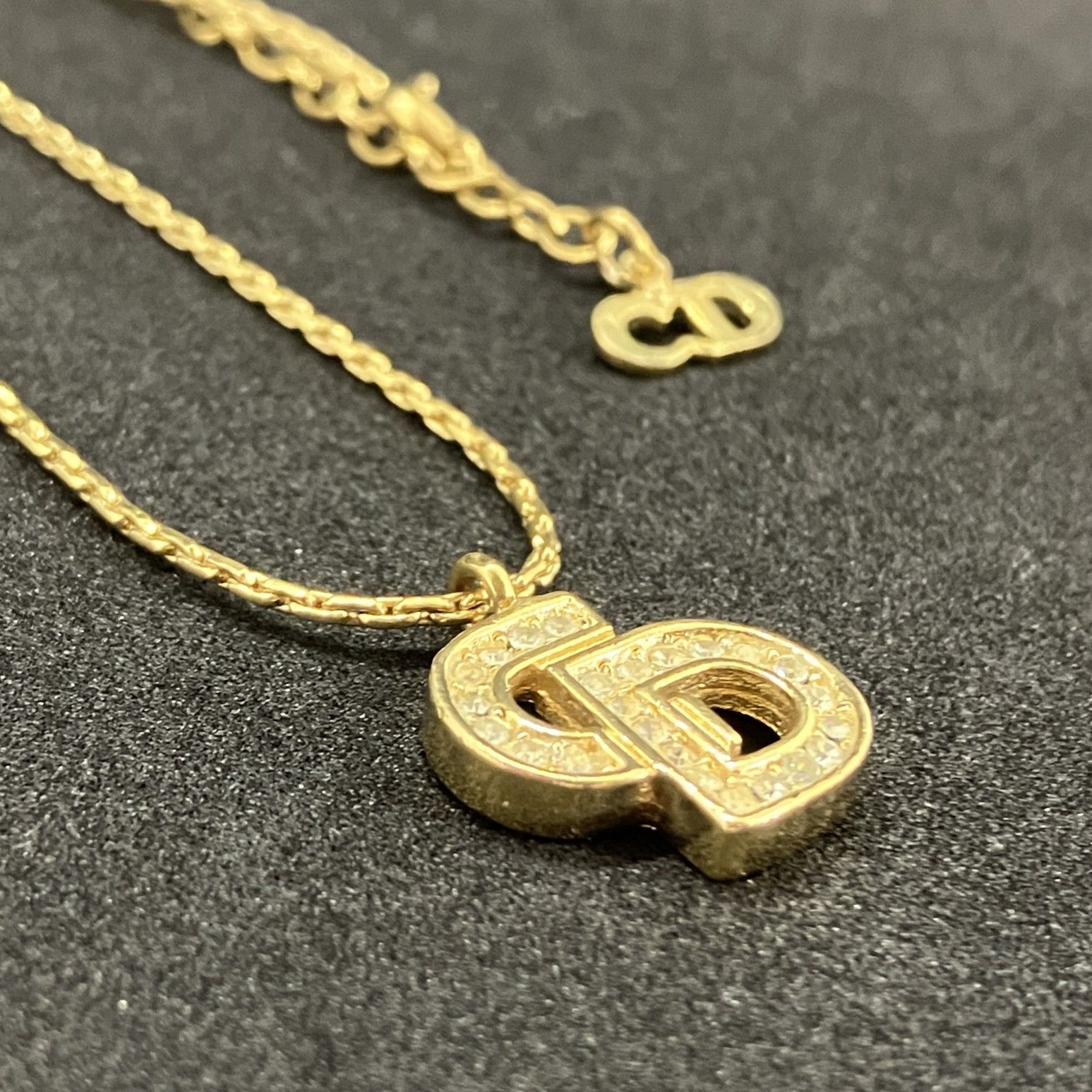美品 Christian Dior ディオール ネックレス ラインストーン ゴールド 