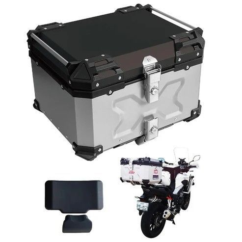 2345 バイク用 リア ボックス 55L シルバー 鍵ロック機能付き 防塵