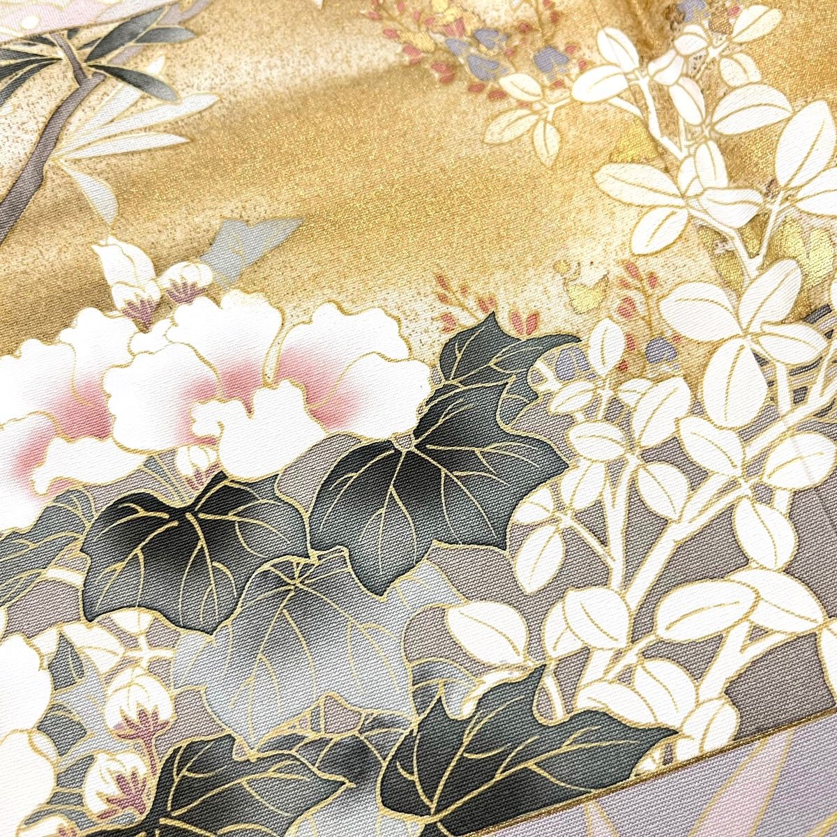 未使用品 縫い紋 金彩加工 正絹 色留袖 K1323 - メルカリ