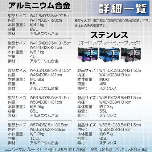 #2347 バイク用 リア ボックス 55L ガンメタリック 鍵ロック機能付き 防塵 完全 防水 バックレスト付き 多くのキャリア 対応 取り付け 簡単 ※一部地域離島別途配送料有