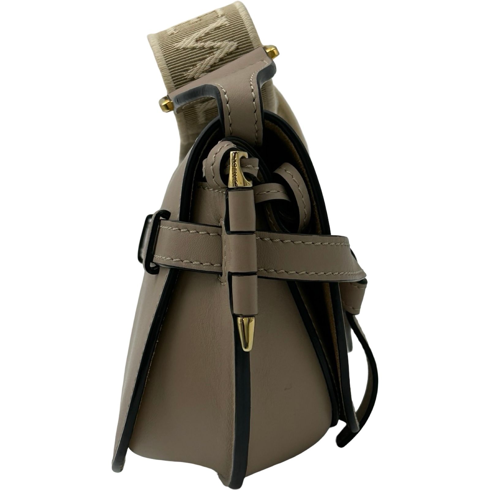 ロエベ LOEWE ゲートバッグデュアルミニ ベージュ レザー レディース 